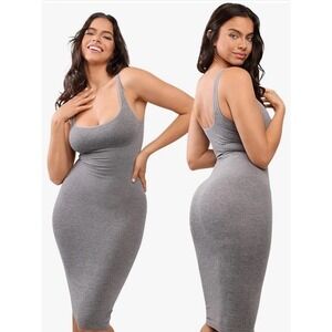 NWT Shapellx Shape Wear Evolution Body Shaper Tummy Control Gray Dress Women M/L